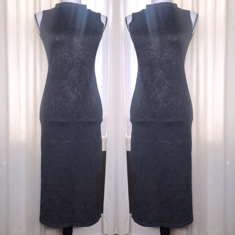 Jacquard Bodycon Black Dinner Dress
